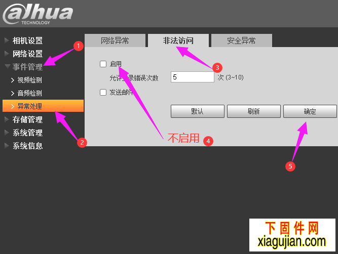 关闭大华摄像头的非法访问
