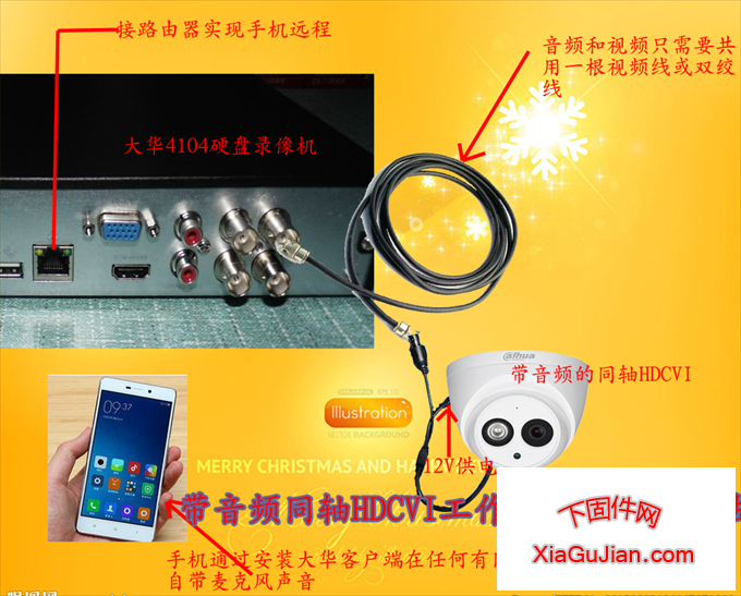 大华HDCVI同轴自带拾音器安装方法
