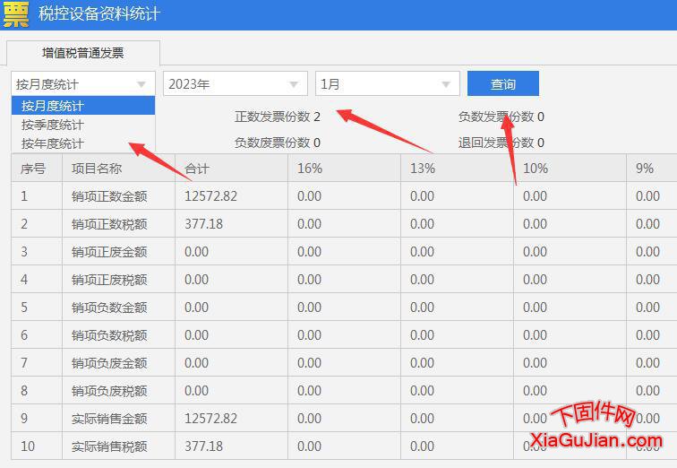 税控盘发票汇总发票清单月度季度统计